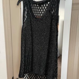 Brand new, never worn, black tank with silver